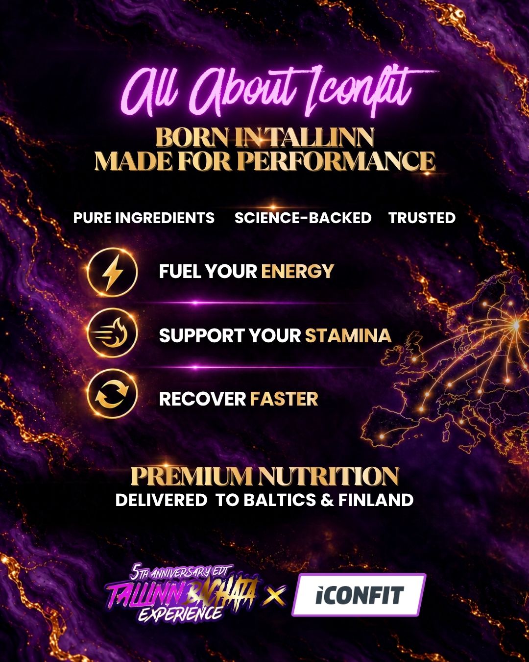 All about ICONFIT: born in Tallinn, made for performance. Premium nutrition delivered to the Baltics and Finland.